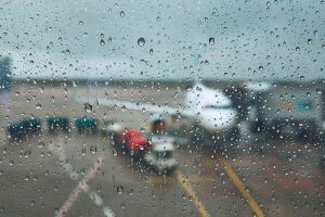 rain at the airport